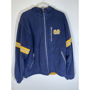 Vintage 90s Champion blue fleece zip up jacket Michigan Wolverines logo hooded L